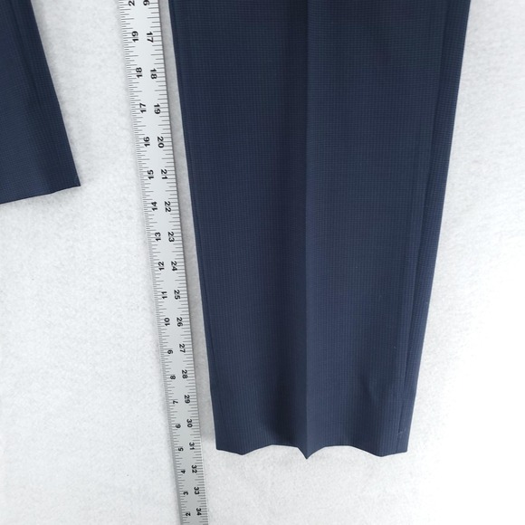 BOSS Hugo Boss Dress Pants Mens 36R Navy Micro Check Flat Front Business Formal - Picture 10 of 14